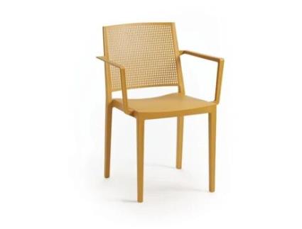 Conjunto 4 Cadeiras Grid com Braços Mostarda Tensai Furniture