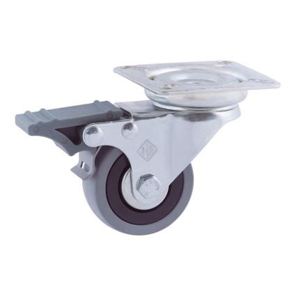 RODA PLATINA TRAVÃO Ø50mm (RODA)  BORRACHA CINZENTA CR07181 AFO