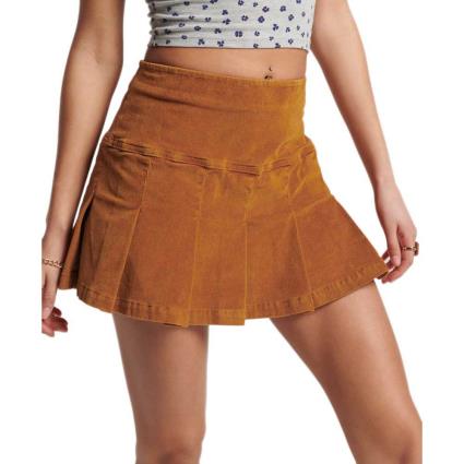 Superdry Saia Vintage Cord Pleat Mini S Caramel Cafe
