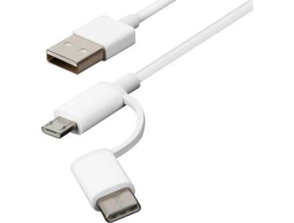 Cabo  Mi Charging 2 em 1 Micro USB para Type-C 1m Branco