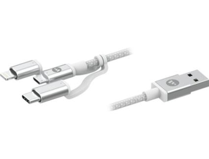 Cabo  Lightning+Type C+Micro USB 1m