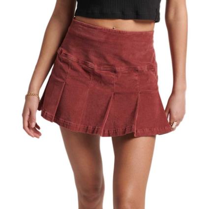 Superdry Saia Vintage Cord Pleat Mini S Merlot