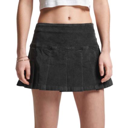 Superdry Saia Vintage Cord Pleat Mini M Bison Black