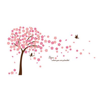 WALPLUS 425868 Home Decoration Sticker Cherry Blossom 320x180cm Pink