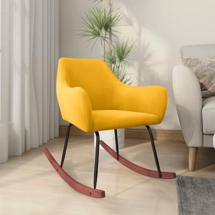 vidaXL Cadeira de baloiço veludo amarelo
