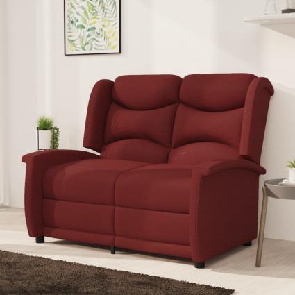 vidaXL Sofá reclinável de 2 lugares tecido vermelho tinto