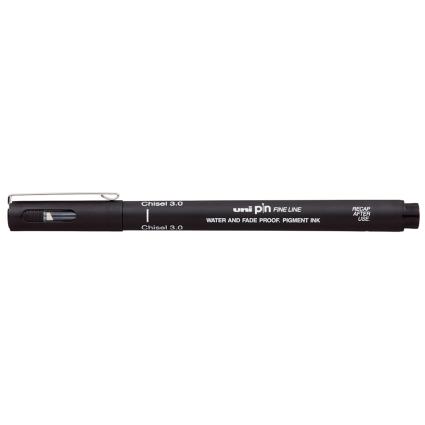 UNI Marcador Fine Liner Pin, Ponta Biselada, 3 mm, Preto