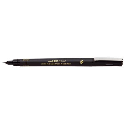 UNI Marcador Fine Liner Pin Brush, Pigmentado, Ponta Extra Fina, Preto