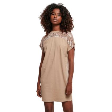 Urban Classics Vestido Curto Manga Curta Lace 4XL Soft taupe