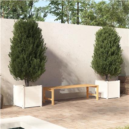 vidaXL Vaso/floreira de jardim 2 pcs 50x50x50 cm pinho maciço branco