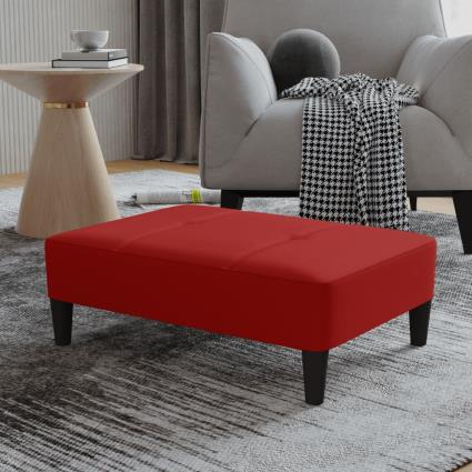 vidaXL Apoio de pés 78x56x32 cm couro artificial vermelho tinto