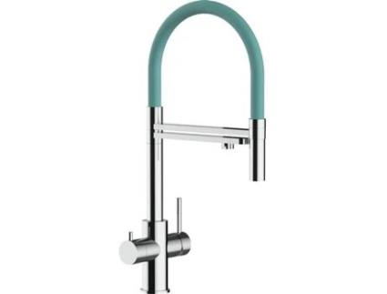 Torneira de cozinha VIZIO 5 Vias Tubo Giratória 360° Aço polido Turquesa  (Aço)