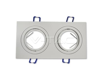 Aro de Encastrar Quadrado Orientável Branco Duplo