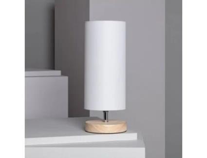 Candeeiro de Mesa LEDKIA Roundi (Branco - Têxtil, Madeira - 31x12 cm)