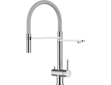Torneira de cozinha VIZIO 3 Vias Tubo Giratória 360° Aço polido Cinza (Aço)