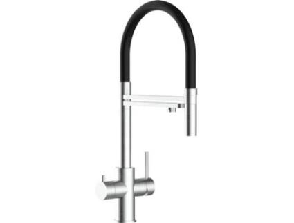 Torneira de cozinha VIZIO 5 Vias Tubo Giratória 360° Aço escovado Preto (Aço)