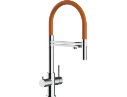 Torneira de cozinha VIZIO 5 Vias Tubo Giratória 360° Aço polido Laranja  (Aço)