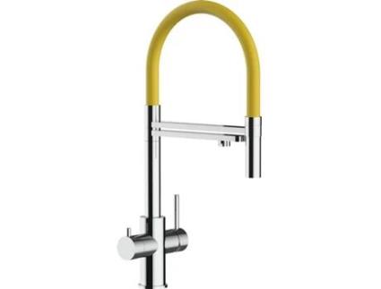 Torneira de cozinha VIZIO 5 Vias Tubo Giratória 360° Aço polido Amarelo (Aço)