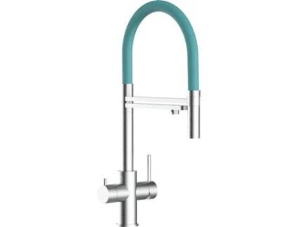 Torneira de cozinha VIZIO 5 Vias Tubo Giratória 360° Aço escovado Turquesa  (Aço)