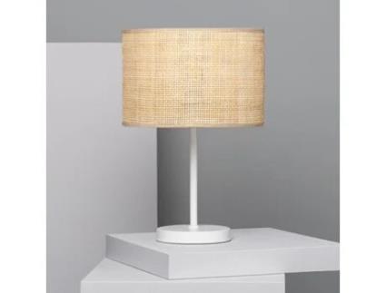 Candeeiro de Mesa ILUZZIA Baracoa (Branco - Ratán, Têxtil, Metal - 45x30 cm)