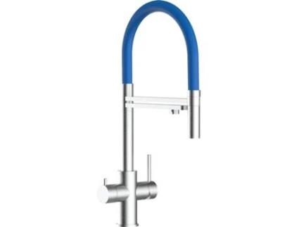 Torneira de cozinha VIZIO 5 Vias Tubo Giratória 360° Aço escovado Azul (Aço)