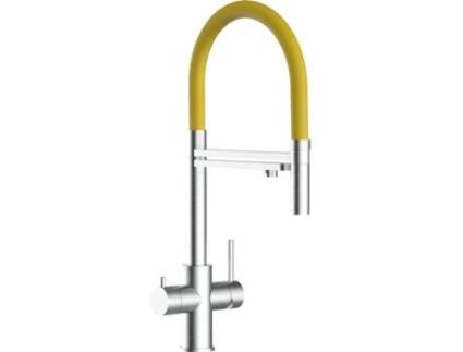 Torneira de cozinha VIZIO 5 Vias Tubo Giratória 360° Aço escovado Amarelo (Aço)