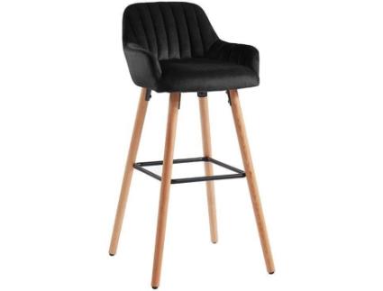 Banco Alto VENTE-UNIQUE.PT Eleana (Preto - Tecido e Madeira - 98x47x52 cm)