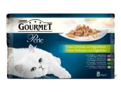 Purina Gourmet Perle Finos Pedaços Com Legumes 4X85G