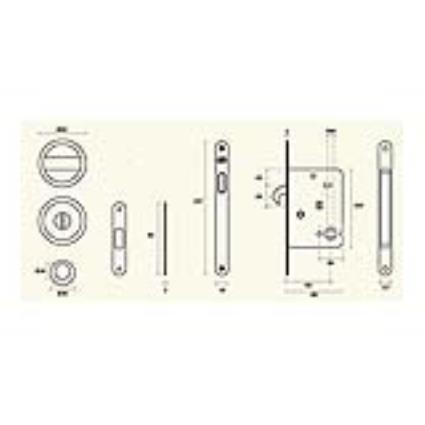 Fechadura para porta CORRER INOX + CONCHA 20.937NS