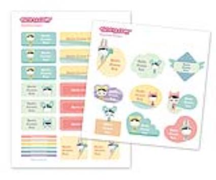 30 Etiquetas Adesivas para objetos Esther Gili Pastel