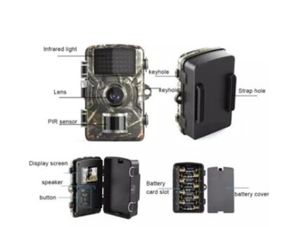 Câmera Gravação Vídeo e Fotos 12Mp Detecção Movimento Visão Noturna À Prova Chuva Fullhd Ecrã 2'Polegadas