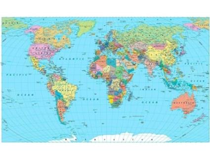 Papel de Parede OEDIM Mapa Mundi (Multicolorido - 600x300 cm - Vinilo)