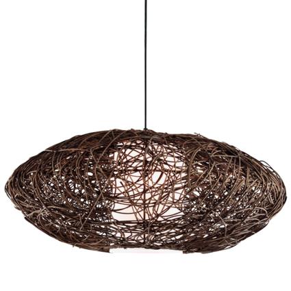 Candeeiro de teto suspenso RATTAN VIDRO CASTANHO