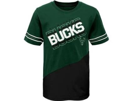 T-shirt para Criança OUTERSTUFF Milwaukee Bucks Preto, Branco, Verde para Basquetebol (4 anos)