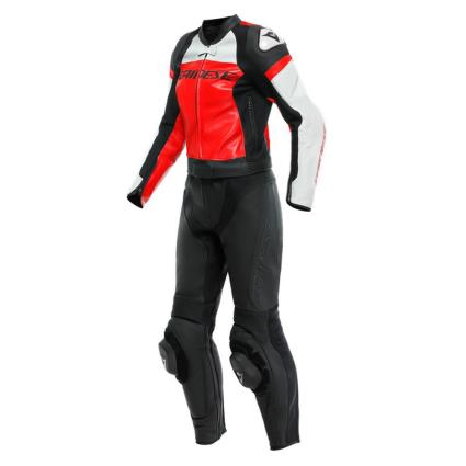 Dainese Conjunto Couro Mirage 23 Black / Lava Red / White