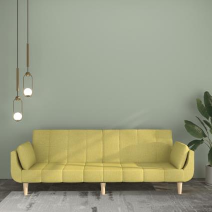 vidaXL Sofá-cama 2 lugares com duas almofadas tecido verde