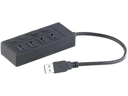 USB-3.0-Hub mit 4 Ports, einzeln schaltbar, bis 5 Gbit/s