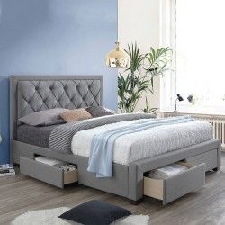 Cama de Casal BIA Cinzento L160 x P200 cm