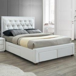 Cama de Casal BIA Branco (Pele Sintética) L160 x P200 cm