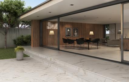 Degrau cerâmico MARMORE CALACATTA 33X120CM