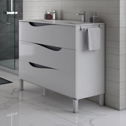 Móvel de casa de banho TRILINE 80CM BRANCO / CINZA