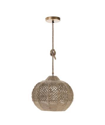 Candeeiro de teto suspenso EDEN E27 D38CM CORDA CASTANHO
