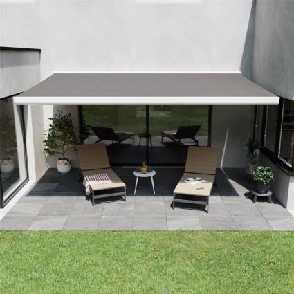 Toldo motorizado cofre  NORI BRANCO COM TELA CINZA 5X3M
