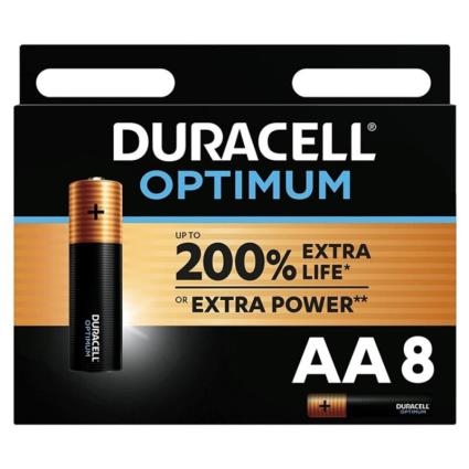 BATERIA ALCALINA DURACELL OPTIMUM 200 AA LR6 8 UNIDADES