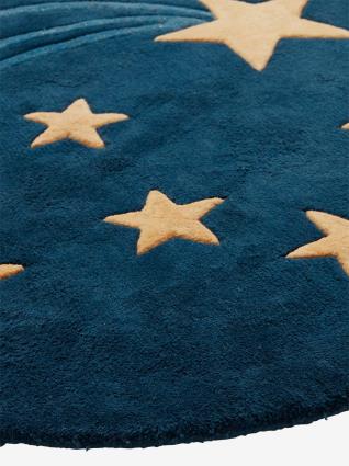 Tapete redondo tufado, Céu estrelado azul escuro liso com motivo