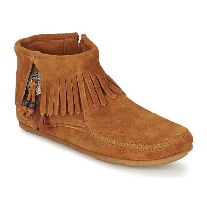 Minnetonka  Botas baixas CONCHO FEATHER SIDE ZIP BOOT  Castanho Disponível em tamanho para senhora. 36,37,38,39,40,41.Mulher > Sapatos > Botins