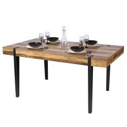 Mesa de Jantar SILVESTRE Preto e Carvalho