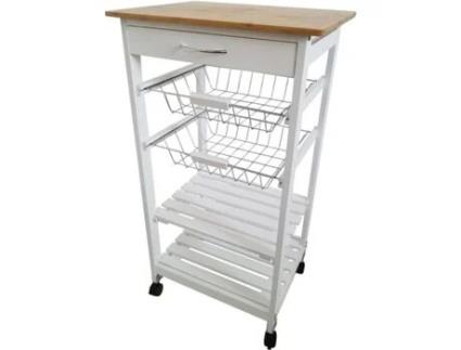 Carrinho de Cozinha MEYVASER (Branco - 37x47x87 cm)