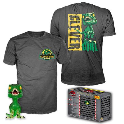 Funko Pop And Short Sleeve T-shirt Jurassic Park Velociraptor Exclusive Colorido M