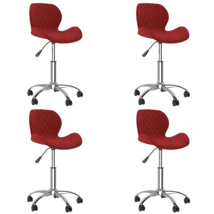 vidaXL Cadeiras de jantar giratórias 4 pcs veludo vermelho tinto